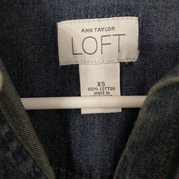 Loft Denim Softened Chambray Long Sleeve Shirt XS Snap Front - Picture 3 of 7